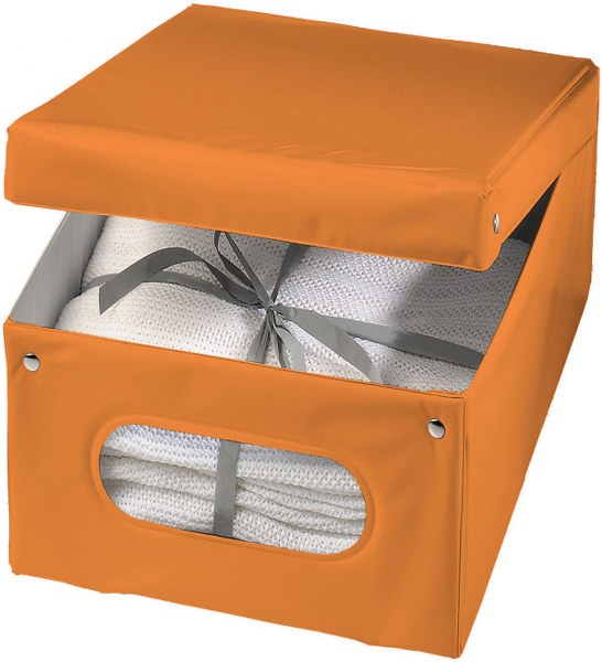 Κουτί Αποθήκευσης Κουμπωτό Vinyl Orange 50x42x31εκ. Ordinett 50-322200 (Χρώμα: Πορτοκαλί, Υλικό: Vinyl) – ORDINETT – 50-322200